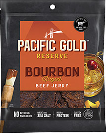 Image of Pacific Gold Reserve Bourbon Glazed Beef Jerky packaging