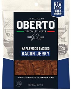 Image of All Natural Applewood Smoked Bacon Jerky packaging