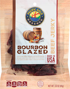 Image of Pacific Gold Reserve Bourbon Glazed Beef Jerky packaging